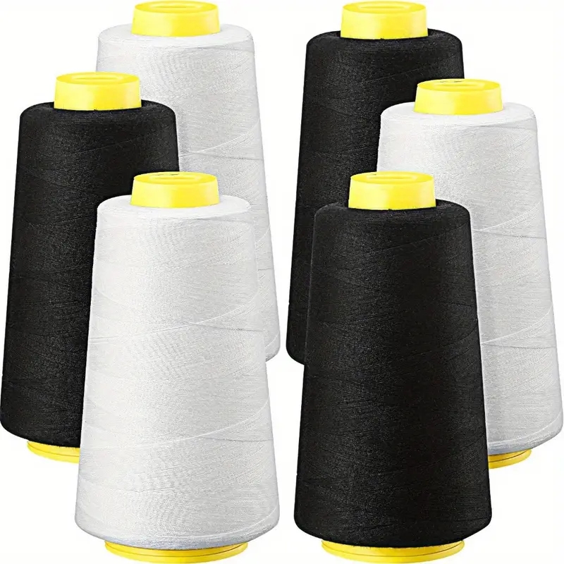 Serger Thread Cone - 3 zwart + 3 witte overlock