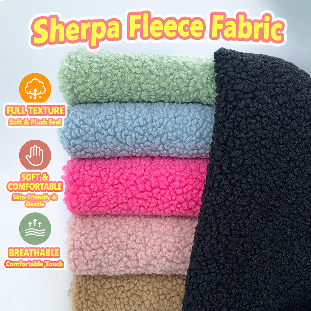 Sewing Garments - Teddy Sherpa Fleece Stof, 150x50cm Effen