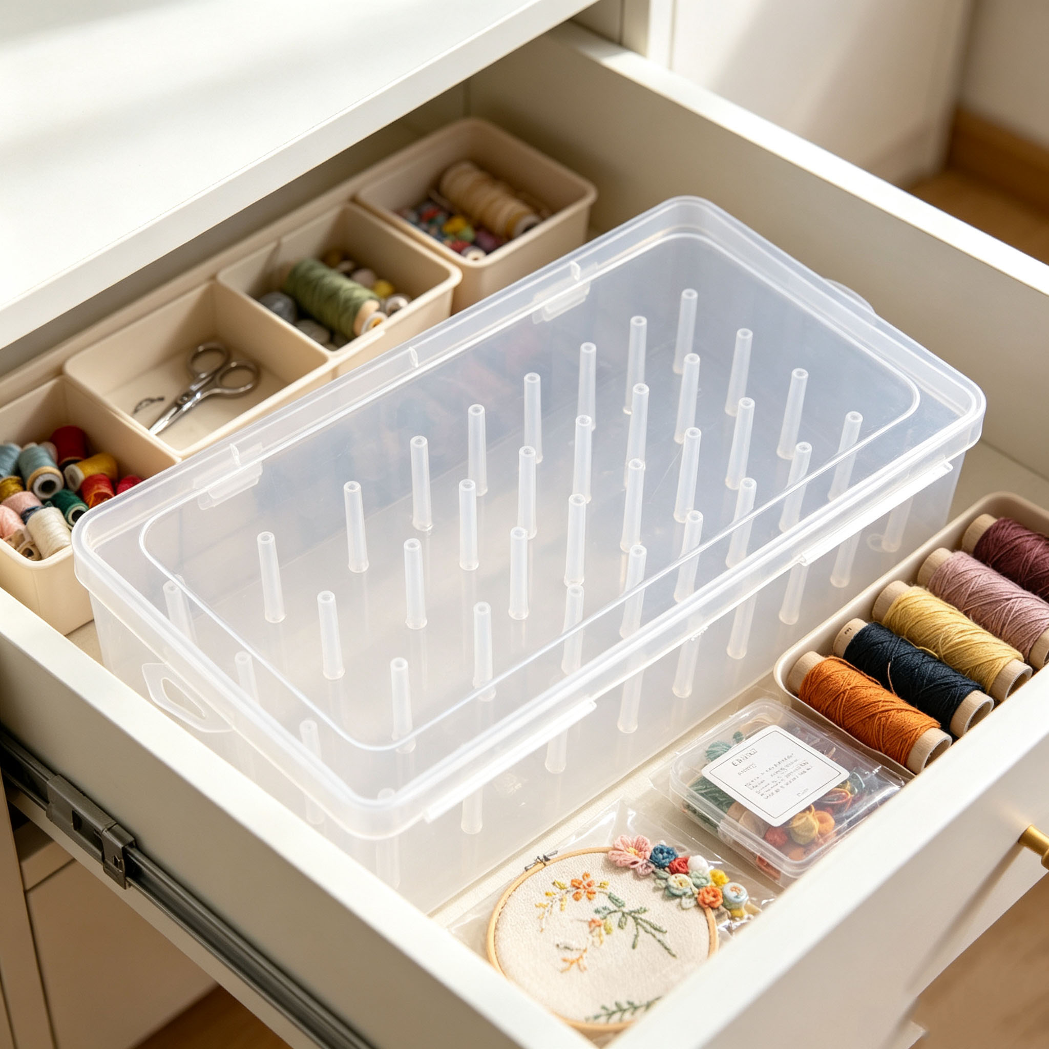 Embroidery Floss Thread - Garenspoel Organizer Box, Transparante Plastic Garenhouder