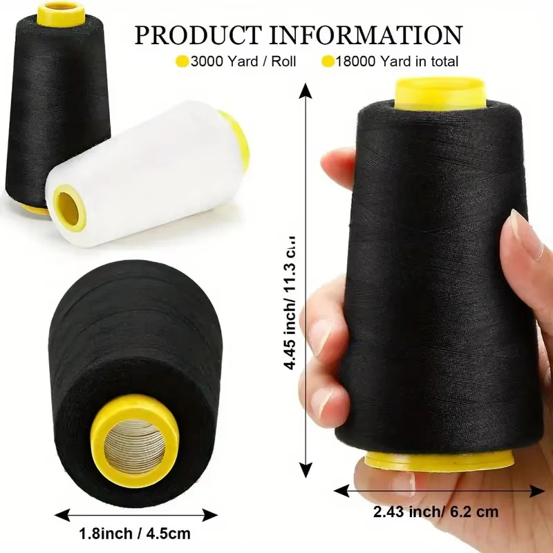3 Zwarte 3 Witte Overlock Gare - Serger Thread Cone recensie en prijs