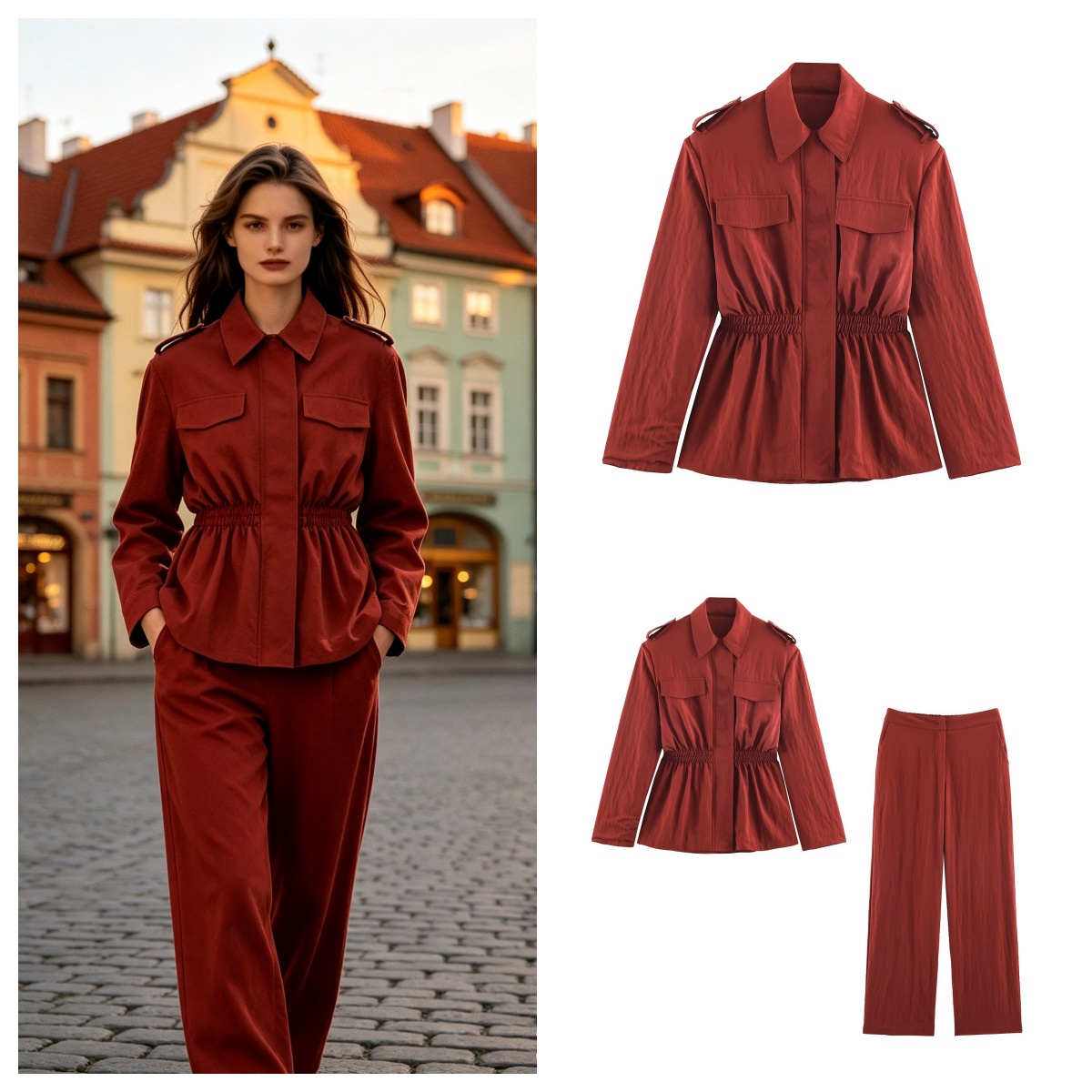 Damesbroekpak met hoge taille, - Shoulder Pad Set In recensie en prijs