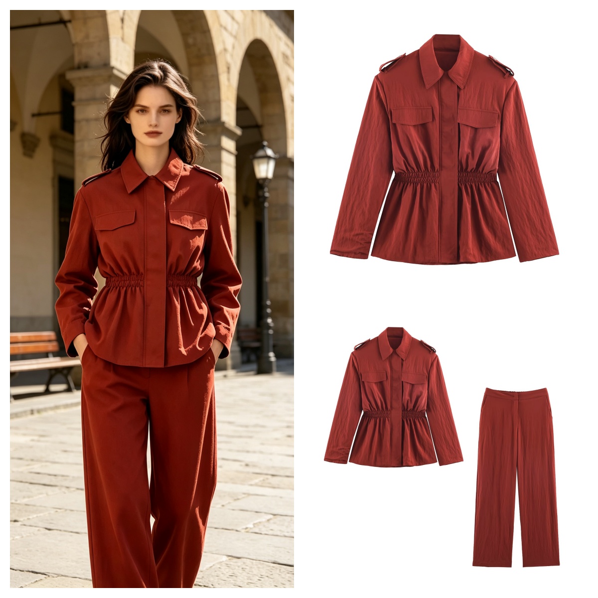 Damesbroekpak met hoge taille, - Shoulder Pad Set In recensie en prijs